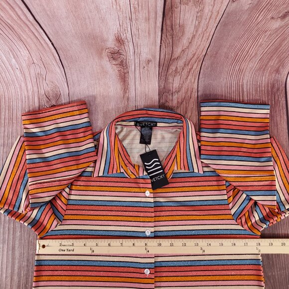 NWT Vetchy Womens Size Small Sunset Stripe Shirt & Shorts 2 Pieces Set - Picture 12 of 16
